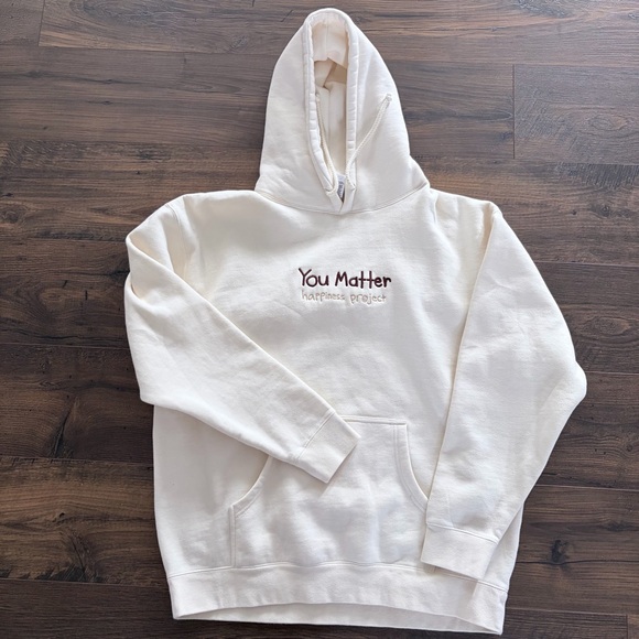 Happiness Project "You Matter" Cream Graphic Hoodie XL - Picture 9 of 9